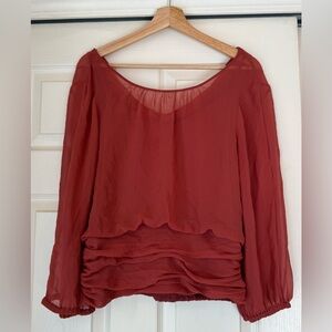 White House Black Market Sheer Tiered Blouse - Size 8